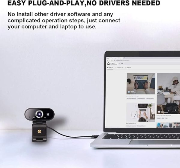 Webcam HD 1080P Video, Buit-in Microphone, Computer USB Web Cam with Tripod and Privacy Cover, Plug and Play, PC Webcam for Video Calling, Conferencing, Compatible with Desktop, Laptop - Image 5