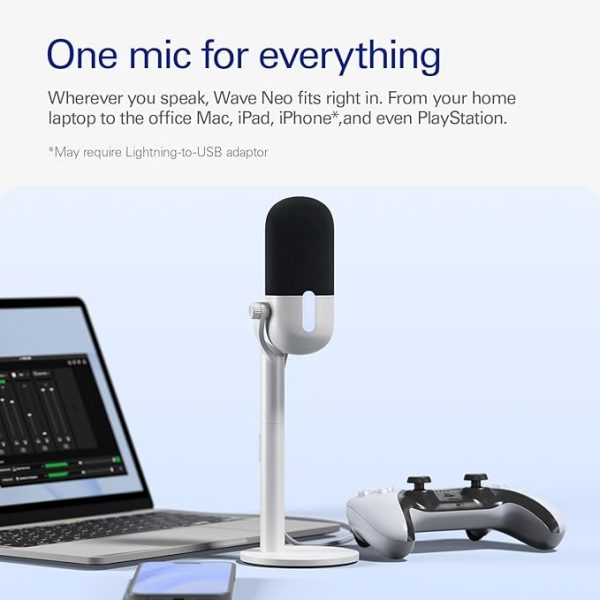 Elgato Wave Neo – USB Condenser Microphone, Tap to Mute, for Gaming, Streaming, Meetings, Voice Recording on Teams/Zoom/OBS/Twitch/YouTube & more, Plug-’n-Play, Works on Laptop, PC, Mac, iPad, iPhone - Image 4