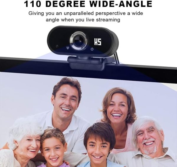 Webcam HD 1080P Video, Buit-in Microphone, Computer USB Web Cam with Tripod and Privacy Cover, Plug and Play, PC Webcam for Video Calling, Conferencing, Compatible with Desktop, Laptop - Image 2