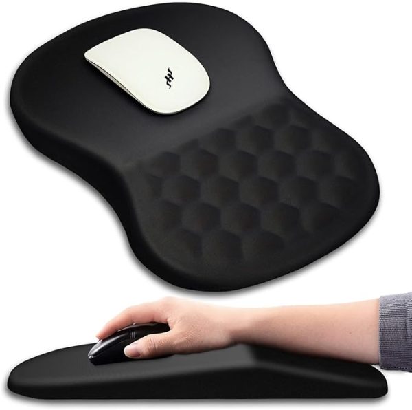 Hokafenle Ergonomic Mouse Pad Wrist Support with Massage Design, Wrist Rest Pain Relief Mousepad with Memory Foam&Non-Slip PU Base, Mouse Pads for Wireless Mouse & Desk (12x8 inch,Black) - Image 7