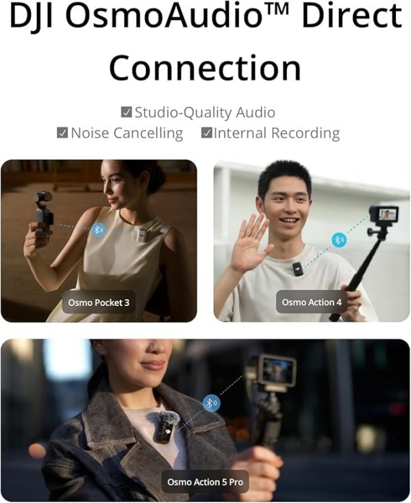 DJI Mic 2, Wireless Lavalier Microphone, Noise Cancelling, 48kHz 32-bit Float Internal Recording, 820 ft.(250m) Range, 18H Battery with Charging Case, Microphone for Camera/Phone, Vlog, Streaming - Image 3