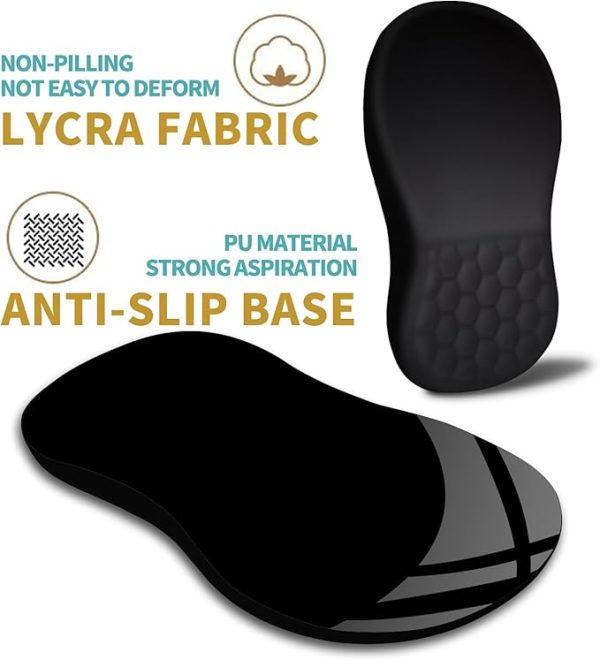 Hokafenle Ergonomic Mouse Pad Wrist Support with Massage Design, Wrist Rest Pain Relief Mousepad with Memory Foam&Non-Slip PU Base, Mouse Pads for Wireless Mouse & Desk (12x8 inch,Black) - Image 2