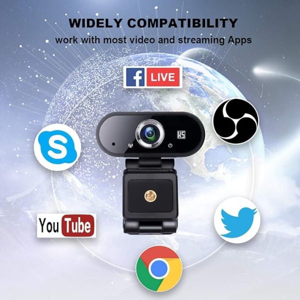 Webcam HD 1080P Video, Buit-in Microphone, Computer USB Web Cam with Tripod and Privacy Cover, Plug and Play, PC Webcam for Video Calling, Conferencing, Compatible with Desktop, Laptop - Image 4