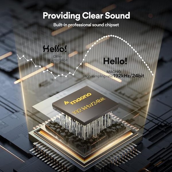 USB Microphone, MAONO 192KHZ/24Bit Plug & Play PC Computer Podcast Condenser Cardioid Metal Mic Kit with Professional Sound Chipset for Recording, Gaming, Singing, YouTube (AU-A04) - Image 6