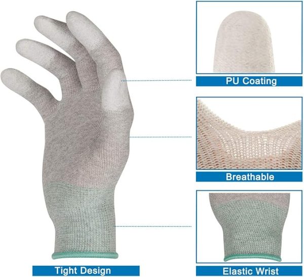 ThxToms ESD Anti Static Gloves, High Resistance Carbon Fiber Computer gloves, Large 1 Pair - Image 4
