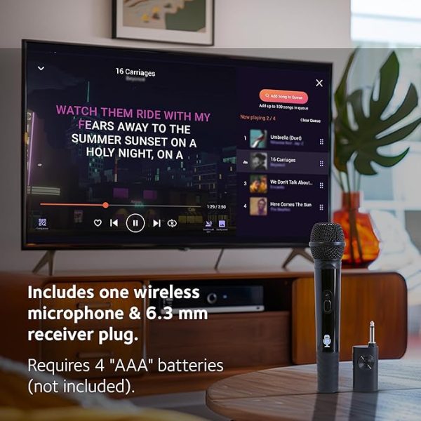 Singing Machine Portable Wireless Microphone (Black) - Premium Unidirectional Wireless Mic for Singing, Speeches & Events - Cordless Mic Compatible with Karaoke Machines, Computers, PA Systems & More - Image 2