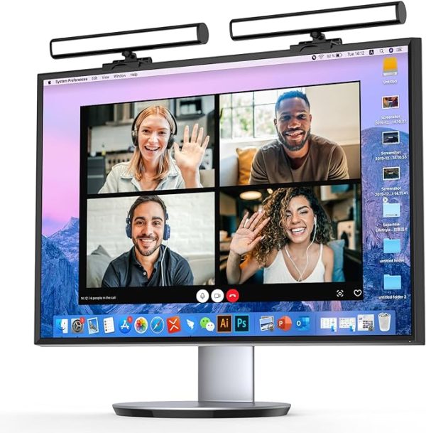 Video Conference Lighting, Webcam Monitor Light Bar Over Computer, LED Laptop Light Kit for Zoom, Podcast, Streaming, Studio, Ring Light Alternative with Dimmable & Flicker-Free Light