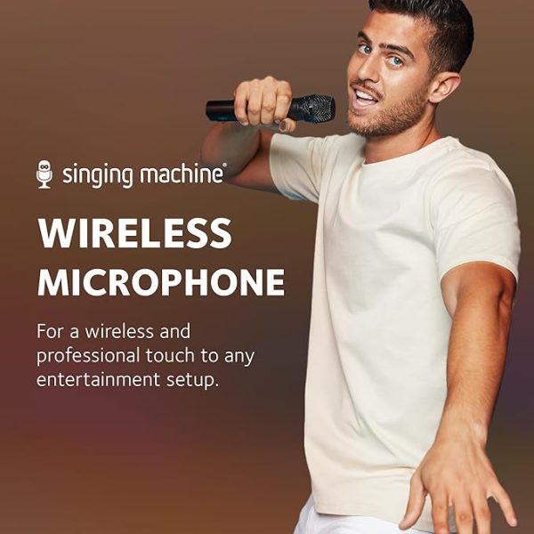 Singing Machine Portable Wireless Microphone (Black) - Premium Unidirectional Wireless Mic for Singing, Speeches & Events - Cordless Mic Compatible with Karaoke Machines, Computers, PA Systems & More - Image 5