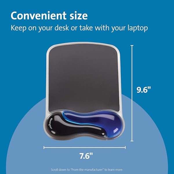 Kensington Duo Gel Mouse Pad with Wrist Rest, Ergonomic Mouse Pad with Wrist Support for Pain Relief, Comfortable Non-Skid Gel Mouse Pad for Computer, Laptop, Office & Home 9.6" x 7.6", Blue K62401AM - Image 7