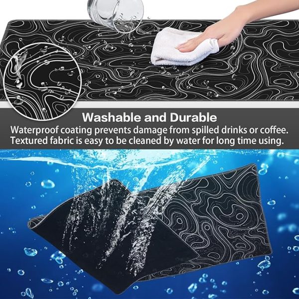 Gaming Mouse Pad, Canjoy Topographic Contour Mouse Pad 31.5x11.8inch Large Extended Computer Mouse Mat Keyboard Full Desk Mousepad for Gaming, Office, Home - Image 4
