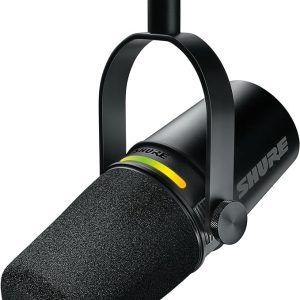 Shure MV7+ Podcast Dynamic Microphone. OBS Certified, Enhanced Audio, LED Touch Panel, USB-C & XLR Outputs, Auto Level Mode, Digital Pop Filter, Reverb Effects, Podcasting, Streaming, Recording -Black