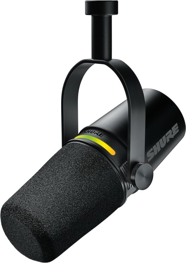 Shure MV7+ Podcast Dynamic Microphone. OBS Certified, Enhanced Audio, LED Touch Panel, USB-C & XLR Outputs, Auto Level Mode, Digital Pop Filter, Reverb Effects, Podcasting, Streaming, Recording -Black