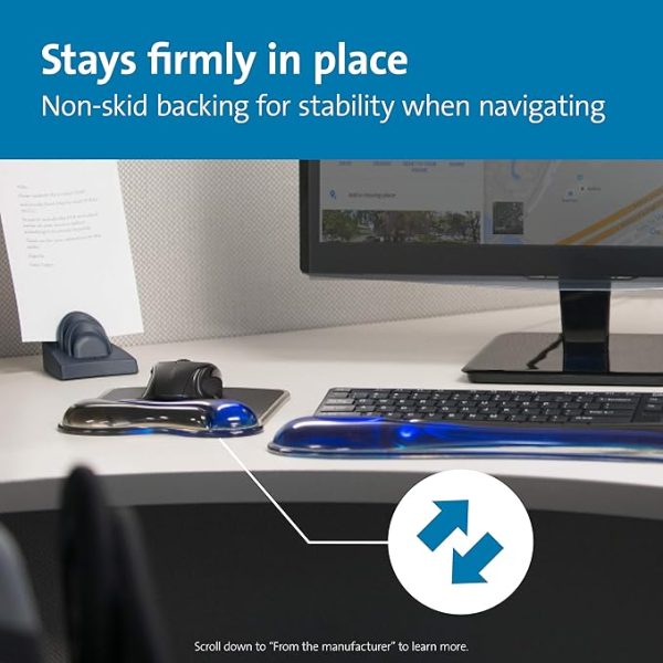 Kensington Duo Gel Mouse Pad with Wrist Rest, Ergonomic Mouse Pad with Wrist Support for Pain Relief, Comfortable Non-Skid Gel Mouse Pad for Computer, Laptop, Office & Home 9.6" x 7.6", Blue K62401AM - Image 4