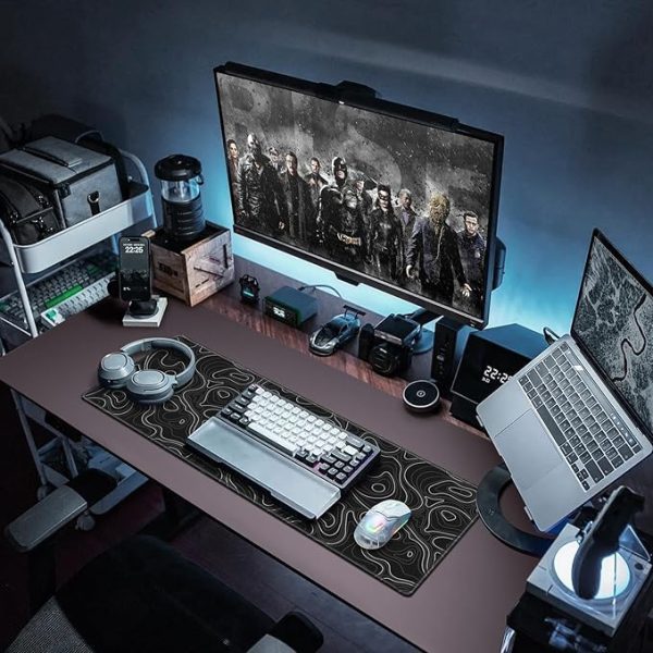 Gaming Mouse Pad, Canjoy Topographic Contour Mouse Pad 31.5x11.8inch Large Extended Computer Mouse Mat Keyboard Full Desk Mousepad for Gaming, Office, Home - Image 2