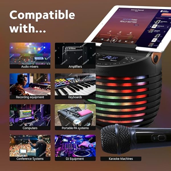 Singing Machine Portable Wireless Microphone (Black) - Premium Unidirectional Wireless Mic for Singing, Speeches & Events - Cordless Mic Compatible with Karaoke Machines, Computers, PA Systems & More - Image 3