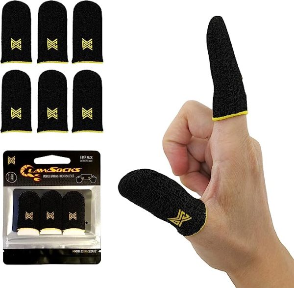 MGC ClawSocks 6 Pack Carbon, Gamer Finger & Thumb Sleeves, Mobile Gaming Stabilizer & Compression Support